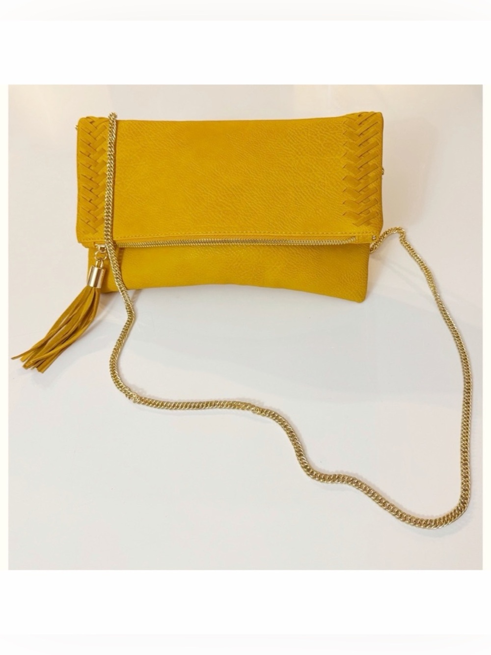 Moda Luxe Palermo Stitch Detail Clutch in Mustard